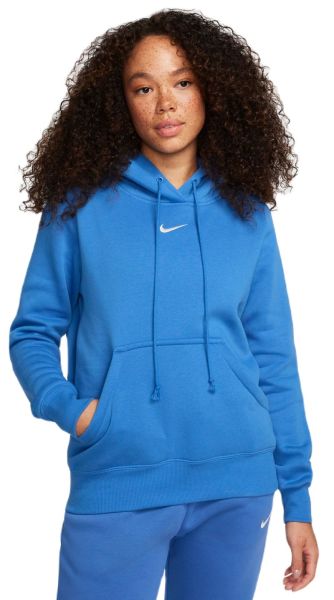 Damen Tennissweatshirt Nike Sportwear Phoenix Fleece Hoodie - star blue/sail
