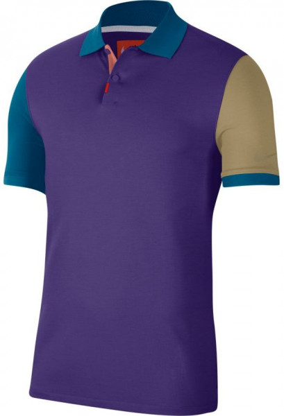 Herren Tennispoloshirt Nike Polo Slim-Fit SS - court purple /green abyss/parachute beige