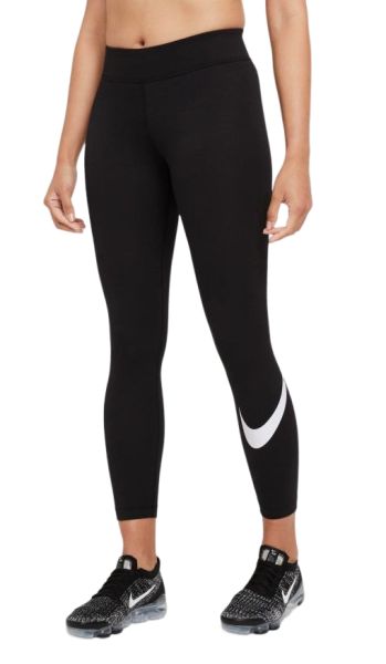 Dámske legíny Nike Sportswear Essential Mid-Rise Swoosh Leggings - black/white