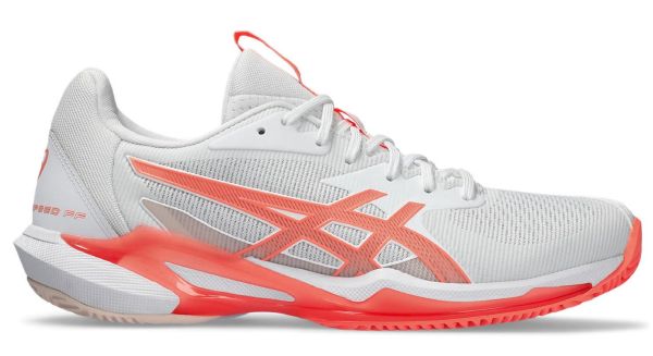 Chaussures de tennis pour femmes Asics Solution Speed FF 3 Clay - white/sun coral