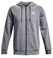 Tenisa džemperis vīriešiem Under Armour Men's UA Essential Fleece Full-Zip Hoodie - pitch gray medium heather/white