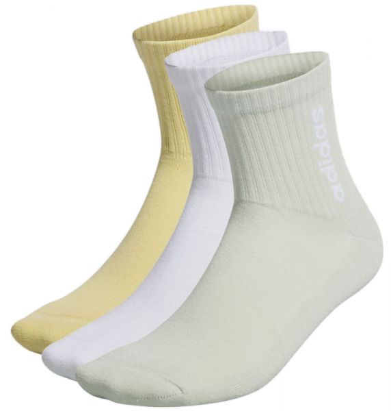 Teniso kojinės Adidas Half Cusioned 3P - almost yellow/white/linen green