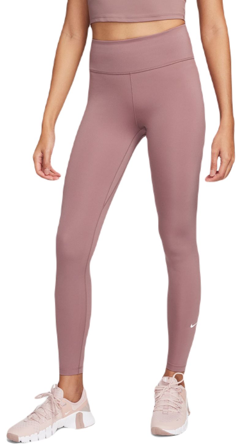 Women's leggings Nike One Dri-Fit Mid-Rise Tight - smokey mauve/white, Tennis Zone