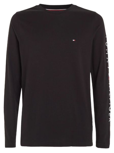 Herren Tennis-Langarm-T-Shirt Tommy Hilfiger Logo Long Sleeve - Schwarz