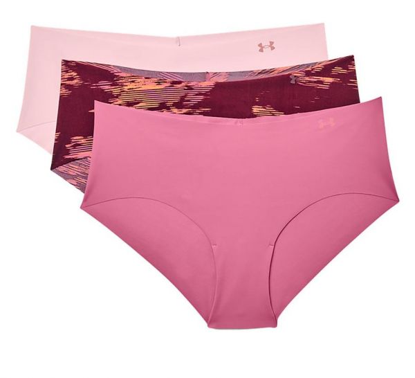 Trumpikės Under Armour Pure Stretch Hipster 3Pack Print - pink