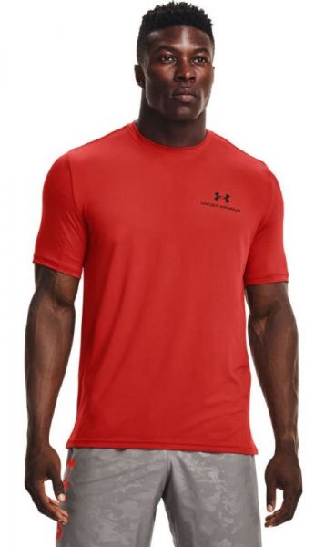 Herren Tennis-T-Shirt Under Armour Men's UA Rush Energy Short Sleeve - Orange, Schwarz
