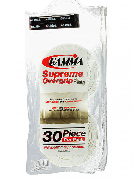 Χειρολαβή Gamma Supreme Overgrip white 30P
