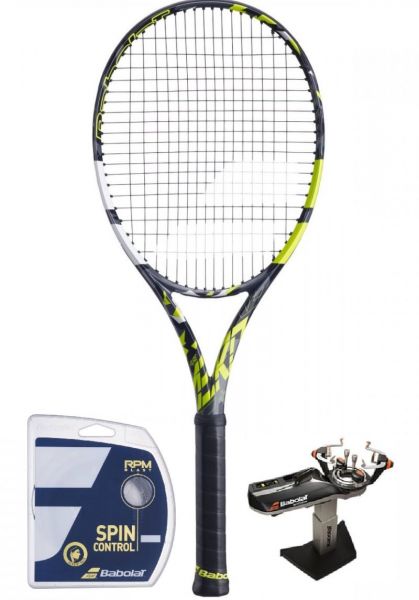 Raqueta de tenis Adulto Babolat Pure Aero+ - grey/yellow/white + cordaje + servicio de encordado