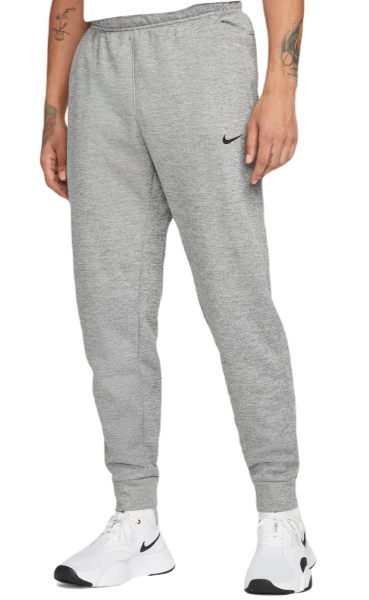 Pánské tenisové tepláky Nike Therma-FIT Tapered Fitness Pants - dark grey heather/particle grey/black