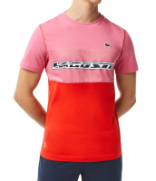 Ανδρικά Μπλουζάκι Lacoste SPORT x Daniil Medvedev Jersey T-Shirt - pink/red/blue Ανδρικά Μπλουζάκι Lacoste SPORT x Daniil Medvedev Jersey T-Shirt - pink/red/blue