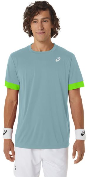 Camiseta para hombre Asics Court Short Sleeve Top - teal tint/electric lime