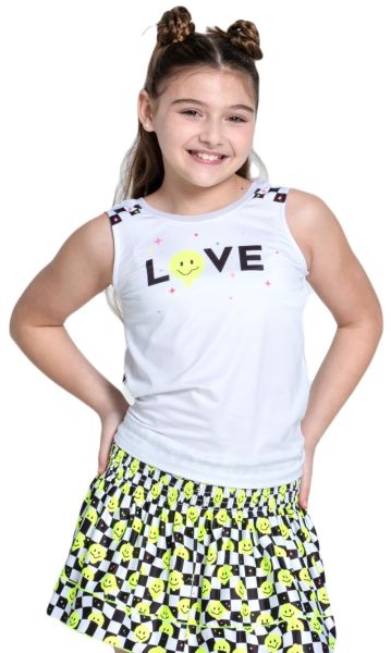 Girls' T-shirt Lucky in Love Girls Novelty Prints Highly Smiley Tie Back - White