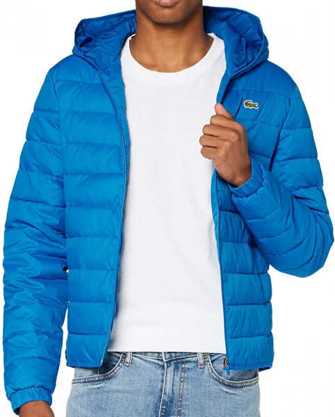  Lacoste Men's Lacoste SPORT Hooded Water-Resistant Quilted Jacket - blue