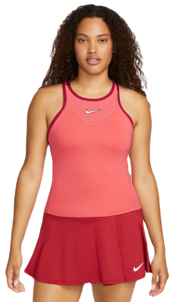 Women's top Nike Court Dri-Fit Slam Top - ember glow/ember glow/noble red/white