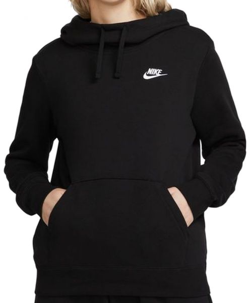 Ženski sportski pulover Nike Sportswear Club Fleece Funnel Hoodie - black/white