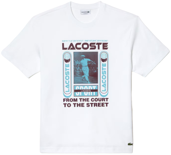 Teniso marškinėliai vyrams Lacoste Relaxed Fit René Lacoste Print T-shirt - white