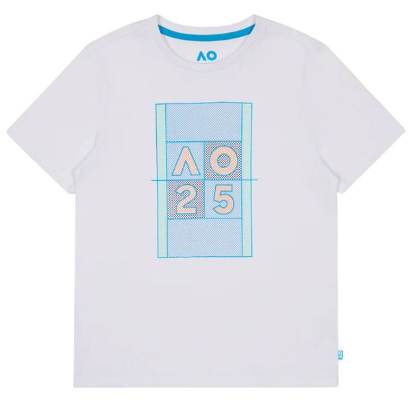 Boys' t-shirt Australian Open Mitred Neck Dated - White