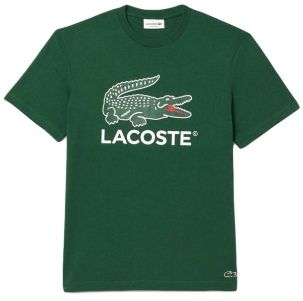 Ανδρικά Μπλουζάκι Lacoste Cotton Jersey Signature Print T-Shirt - Πράσινο