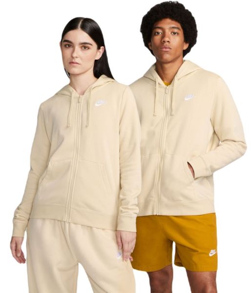 Tenisa džemperis sievietēm Nike Sportswear Club Fleece Full Zip Hoodie - sanddrift/white