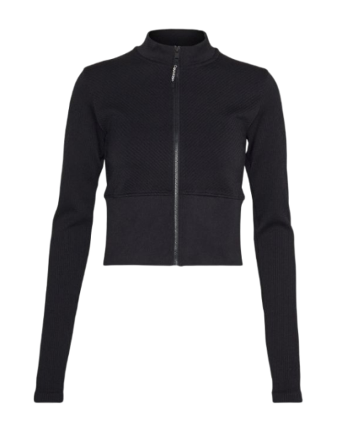 Damen Tennissweatshirt Calvin Klein Sameless Full Zip Jacket - black beauty