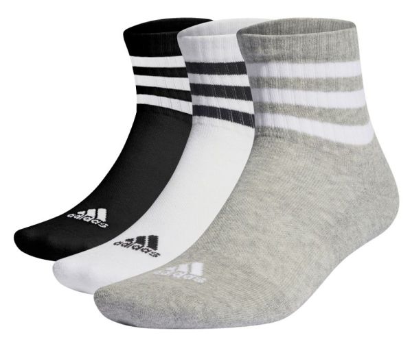 Tenisa zeķes Adidas Cushioned Sportswear Mid-Cut Socks 3P - medium grey heather/white/black