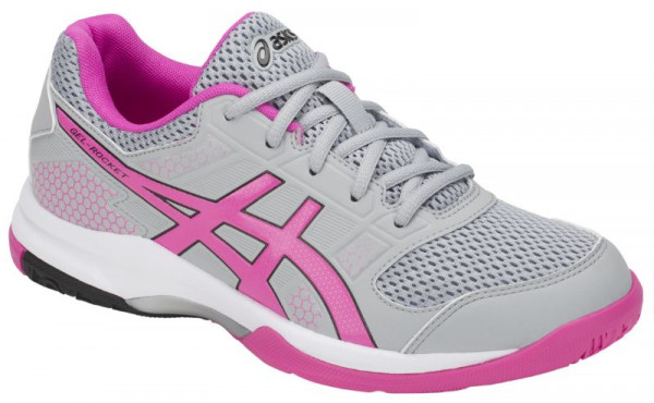 Women's squash shoes Asics Gel-Rocket 8 W - mid grey/pink glo