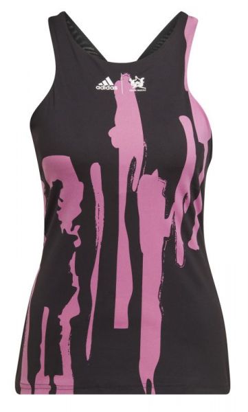 Damen Tennistop Adidas New York Y-tank - black/semi pulse lilac