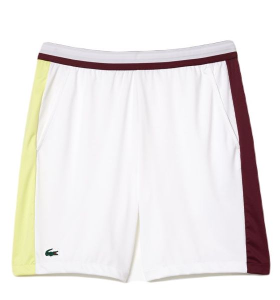Shorts de tenis para hombre Lacoste Tennis x Daniil Medvedev Regular Fit Shorts - white/flashy yellow/bordeaux