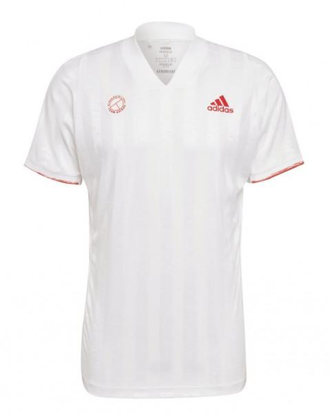 Herren Tennis-T-Shirt Adidas Freelift Tee ENG M - white/scarlet