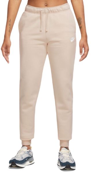 Pantalones de tenis para mujer Nike Sportswear Club Fleece Pant - sanddrift/white
