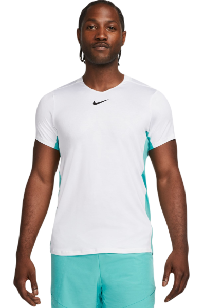 Men's T-shirt Nike Court Dri-Fit Advantage Printed Tennis Top - white/washed teal/black