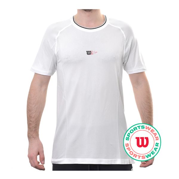 Muška majica Wilson Players Seamless Crew 2.0 - bright white/black