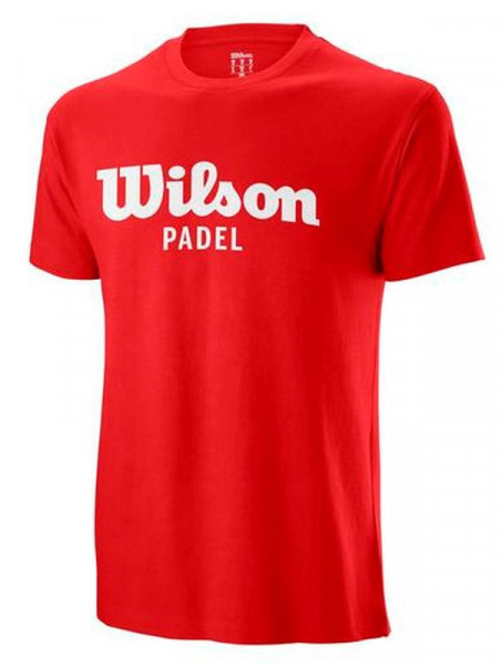 Herren Tennis-T-Shirt Wilson M Padel Script Cotton Tee - wilson red