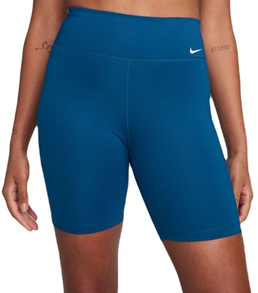 Damen Tennisshorts Nike One Mid-Rise Short 7in - Blau, Weiß
