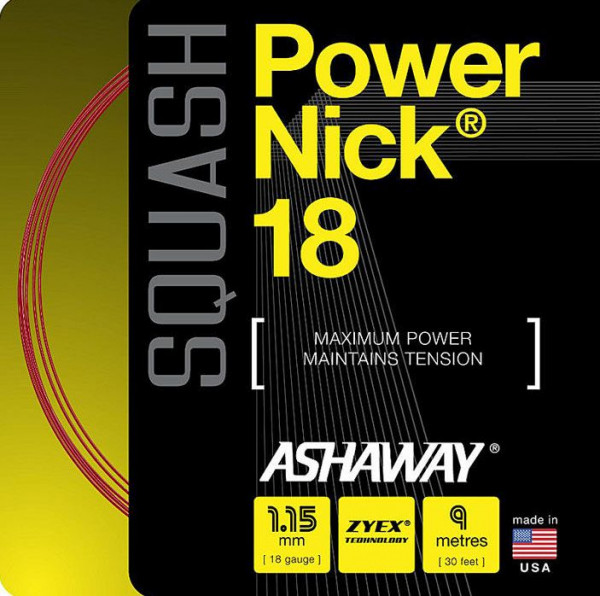 Naciąg do squasha Ashaway PowerNick 18 (9 m) - red