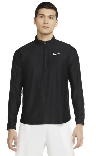 Herren Tennis-Langarm-T-Shirt Nike Court Breathe Advantage Top - black/black/white