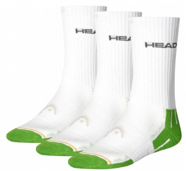 Ponožky Head Performance Crew 3P - white/green combo