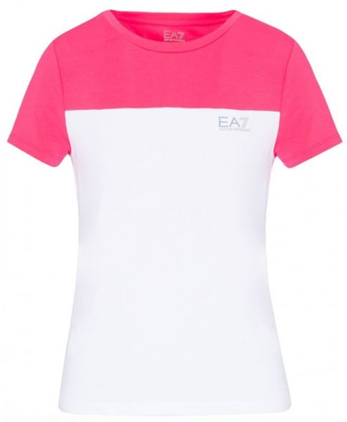 Női póló EA7 Woman Jersey T-shirt - white/pink