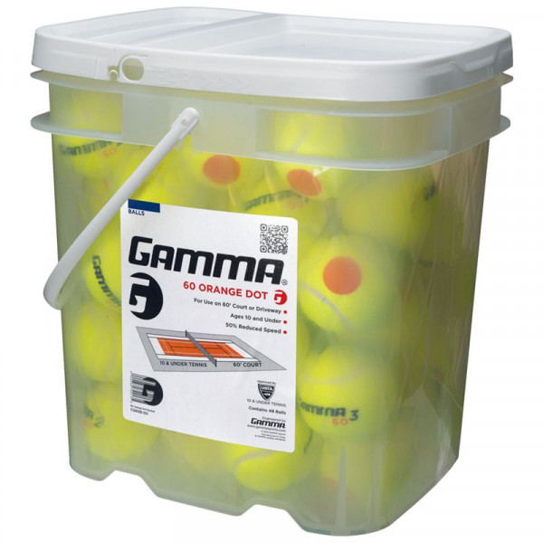 Teniso kamuoliukai pradedantiesiems Gamma 60' Orange 48 vnt. - (kibiras)