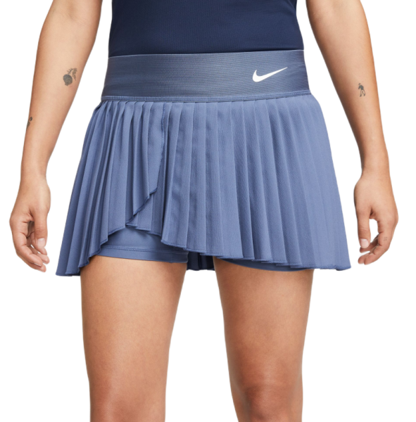 Damen Tennisrock Nike Court Dri-Fit Advantage Pleated Tennis Skirt - Blau, Weiß