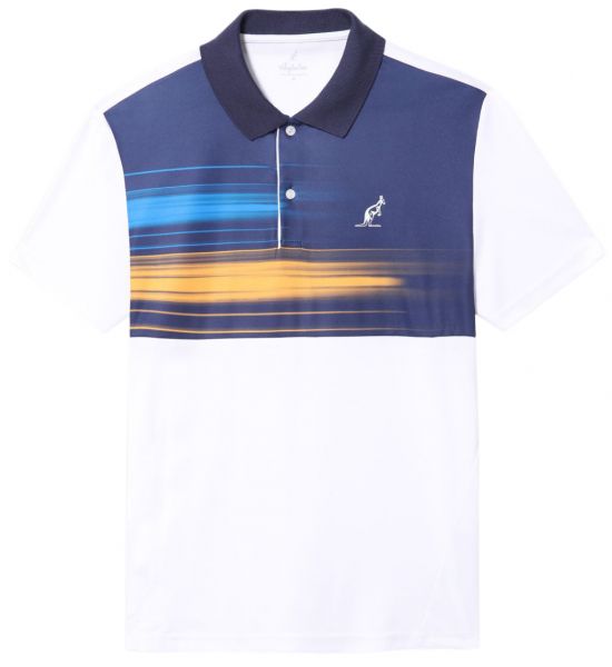 Herren Tennispoloshirt Australian Polo Ace Brush Line Print - bianco