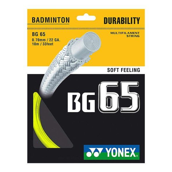 Badminton-Besaitung Yonex BG 65 (10 m) - yellow