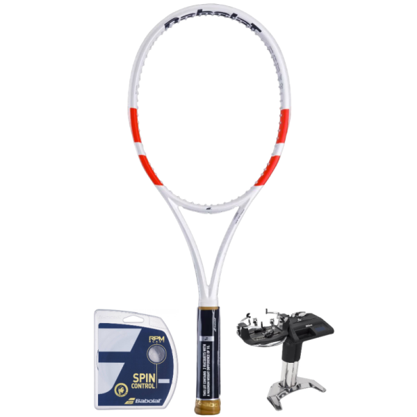 Raquette de tennis Babolat Pure Strike 97 2 Pack - white/red/black + cordage + prestation de service