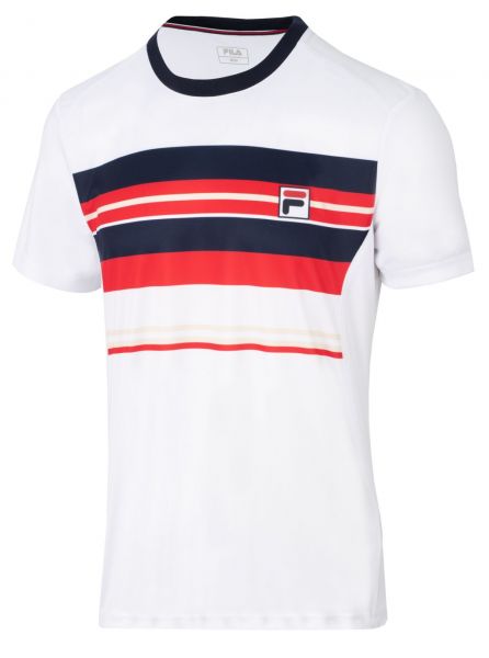 Teniso marškinėliai vyrams Fila T-Shirt Sean - white/fila navy/fila red stripe
