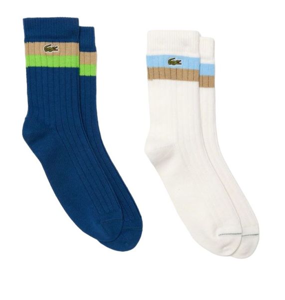 Tennissocken Lacoste Unisex High-Cut Striped Ribbed Cotton 2P - Mehrfarbig