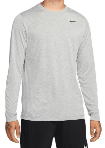 T-krekls vīriešiem Nike Dri-Fit Legend Long Sleeve Fitness Top - tumbled grey/silver/black