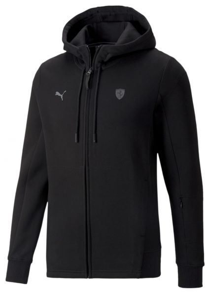 Férfi tenisz pulóver Puma Ferrari Style Hooded Sweat Jacket Reg - black