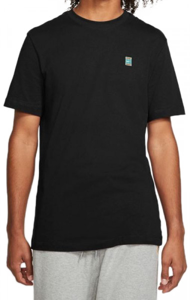 Herren Tennis-T-Shirt Nike Court Heritage Tee - black/washed teal