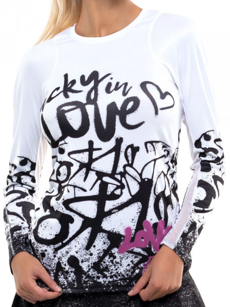 Women's long sleeve T-shirt Lucky in Love City Graffiti Love Tag Rib L/S Women - passion pink