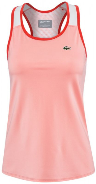  Lacoste Women's SPORT Tech Jersey Racerback Tennis Tank Top - pink/red/white